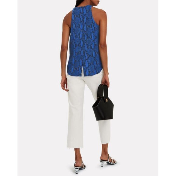 💕ALC💕 Anise Snakeskin Print Crepe Tank Top Blue 2 NWT - Picture 9 of 16
